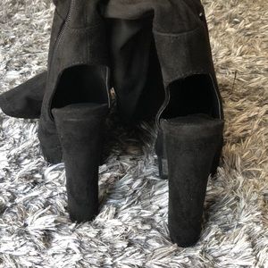 Shoes - Open toe thigh hi black boots Shoes - Open toe thigh hi black boots